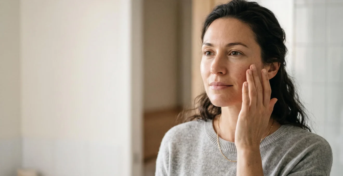 Portrait en lumière naturelle d'une femme au teint lumineux illustrant la quête de solutions contre les taches brunes tenaces